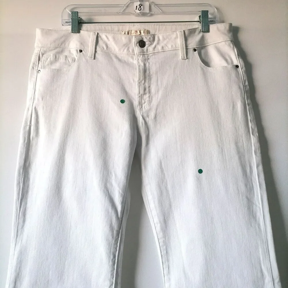 Boston Proper Women's White Mid Rise Stretch Bootcut Denim Jeans Size 14